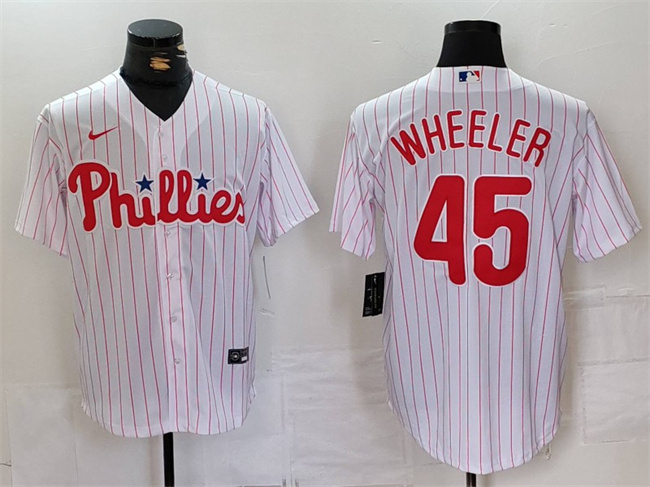 Men's Philadelphia Phillies #45 Zack Wheeler White Cool Base Stitched Jersey